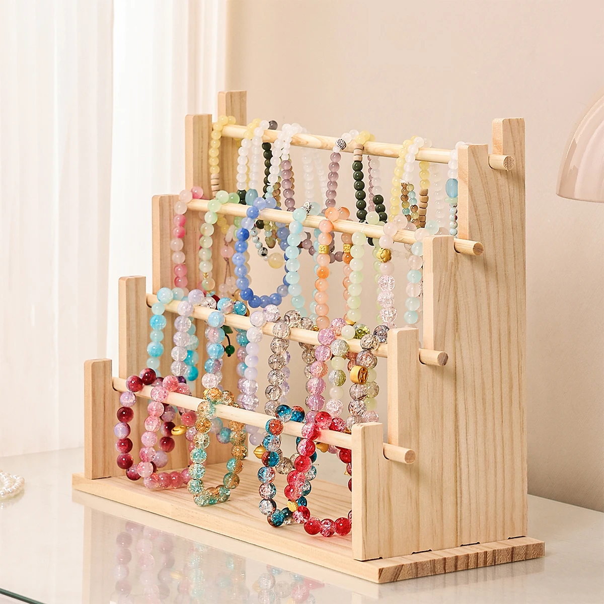 Multi-Functional Wooden Bracelet Display Stand