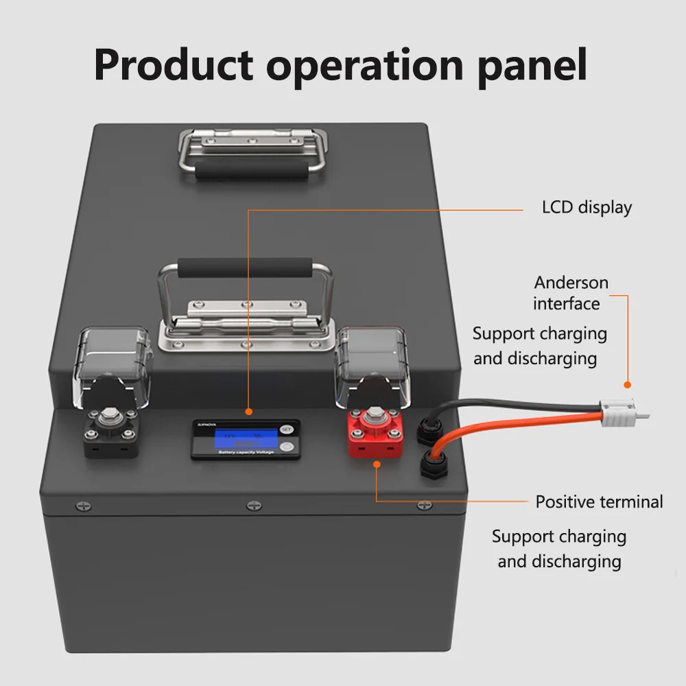 24v 200AH LiFePO4 Lithium Lron Phosphate battery pack with BMS for Outdoor Camping RV Motorhome Solar Provide 20A Charger