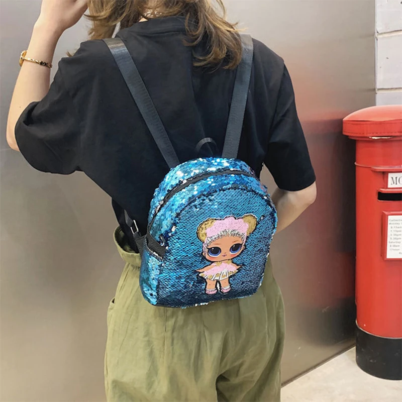 Mochila escolar de lentejuelas para niños y niñas adolescentes, bolso de hombro pequeño de dibujos animados, Mochila de moda