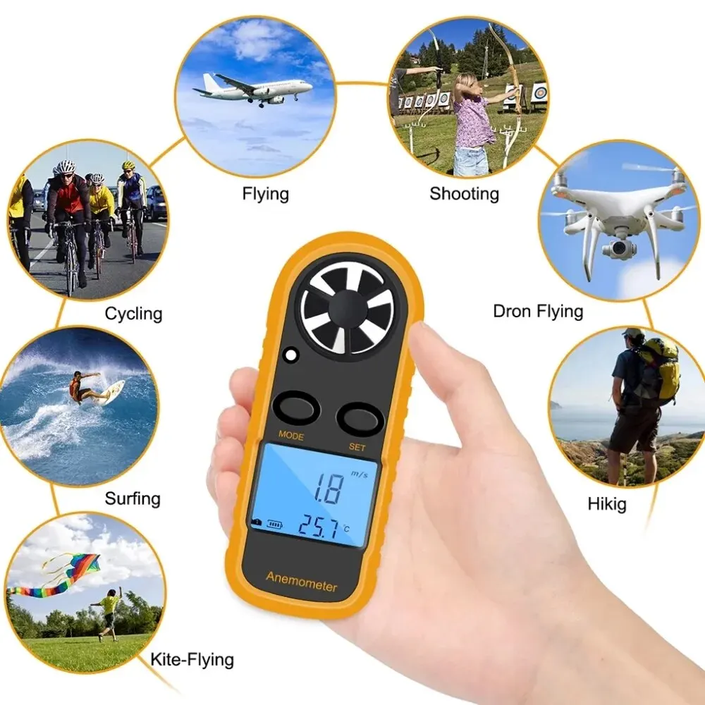 Digital Anemometer Pocket Smart Anemometer Air Wind Speed Scale Accurately Measure Wind Speed & Temperature