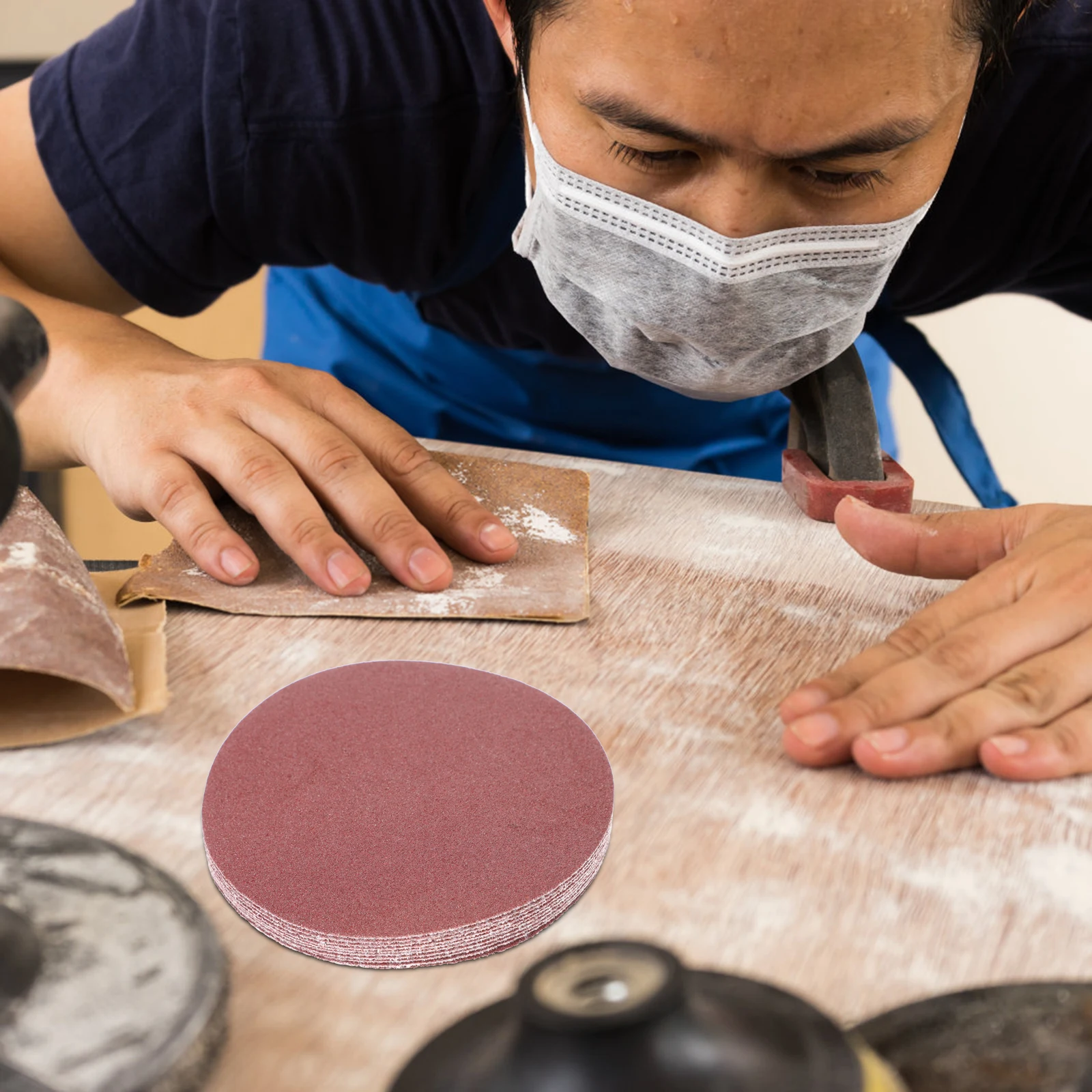 

50pcs Sanding Discs Paper Alumina Wear Resistant 5Inch Grit HookLoop Pads Angle Grinder Attachments Welding Accessories