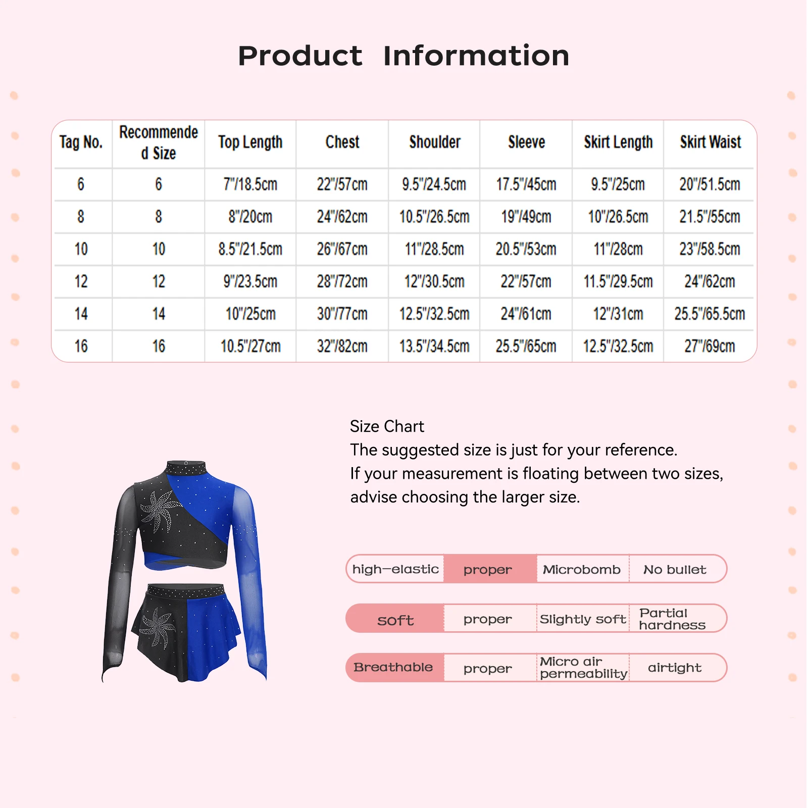 Kinder Mädchen Eiskunstlauf Ballett Lyrical Dance Kostüm Gymnastik Sets Sheer Mesh Lange Ärmel Strass Crop Top mit Röcken