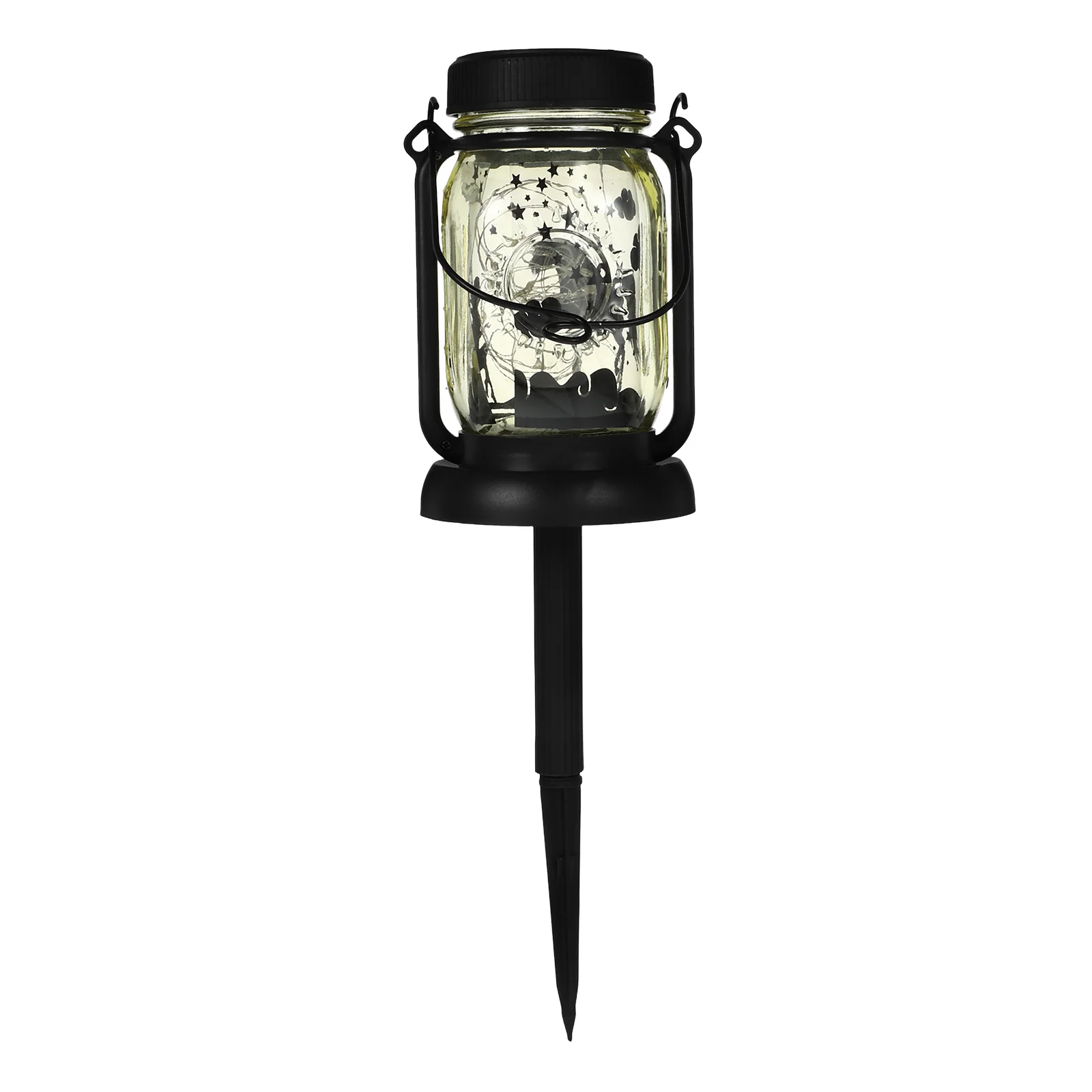

2Pcs Solar Vintage Lantern Glass Iron Body Hanging Design Warm Atmosphere Garden Yard Outdoor Decorative Jar Lights