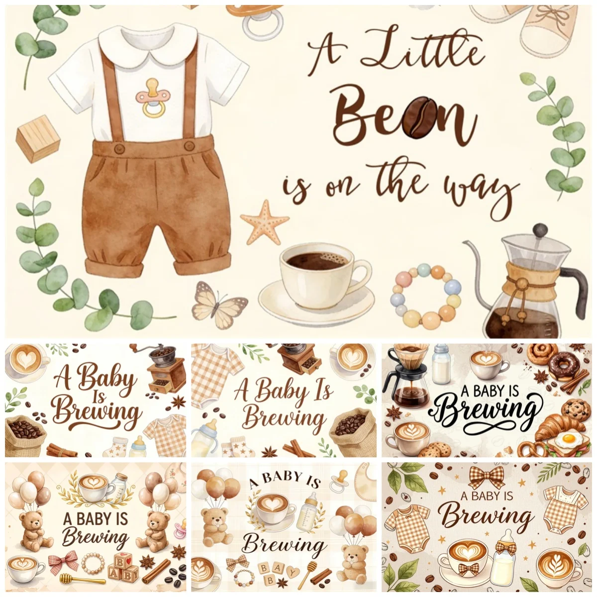 A Baby Is Brewing Photography Backdrop Coffee Beans Baby Clothe Baby Shower Gender Reveal Background Decor Photo Studio Props