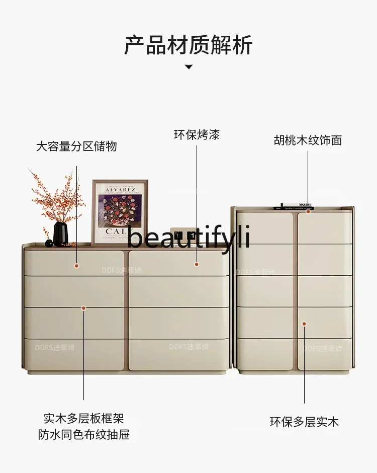 N178 G  Bedroom Solid Wood Eiht-bucket Cabinet Livin Room Locker Italian-style Bedside Drawer Storae Standin Cabinet