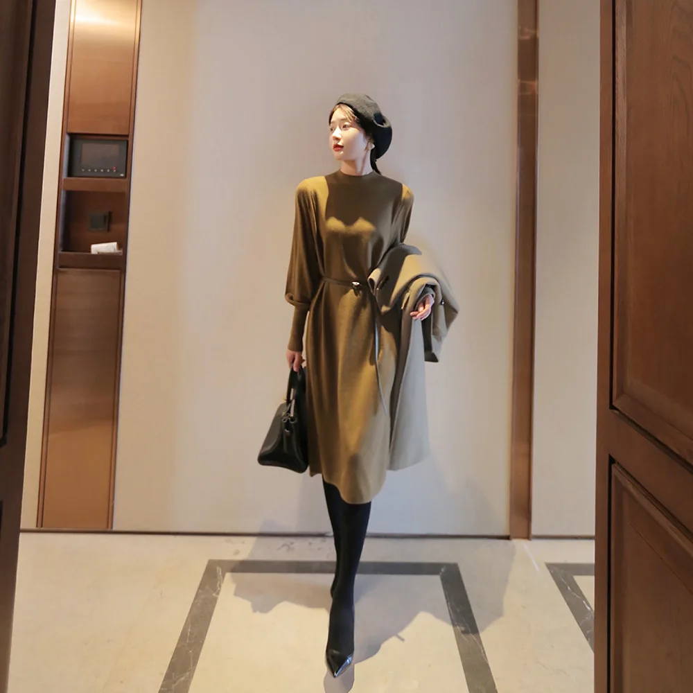 

Knee Length Pullovers Elegant Sweaters Jumpers Women Asymmetric High-Necked Party Women'S Sweatercoats Effortless-Layering-Piece