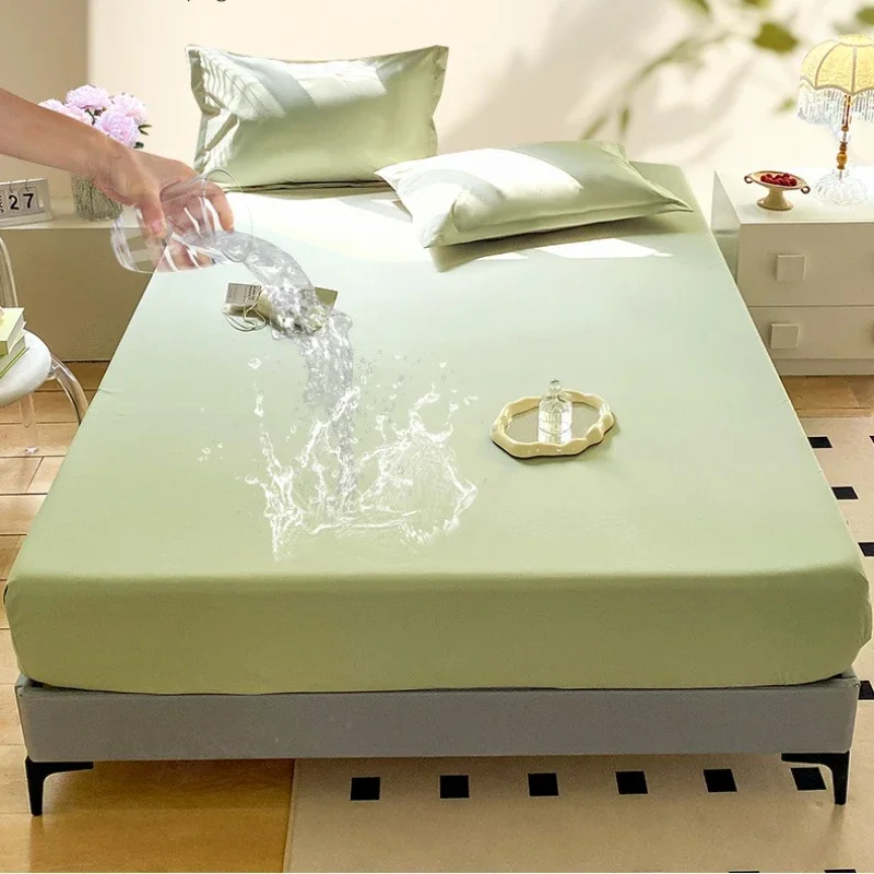 Solid Color Waterproof Fitted Bed Sheet Bed Cover Mattress Protective Cover  All Size for Bed Mattress All Seasons