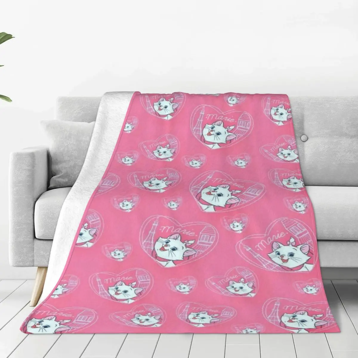 

Custom Marie Cat Cartoon Blankets Warm Flannel Throw Blanket for Bedroom Office Bedspreads