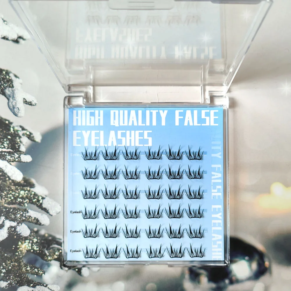 Self-กาวSegmented Eyelashesไม่มีกาวFake Lashes Extensionแต่งหน้าSoft Mink Eyelashธรรมชาติ