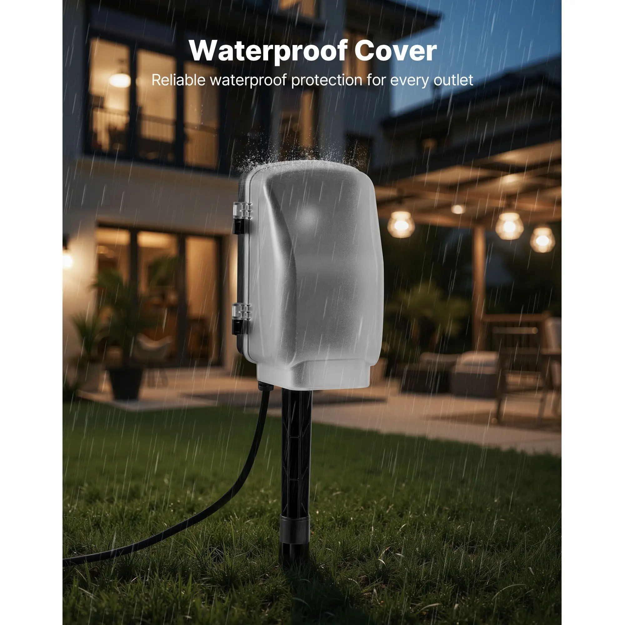 

Outdoor Power Stake 25FT Extension Cord Weatherproof 6 Outlets 15A Waterproof for Yard Christmas Lights