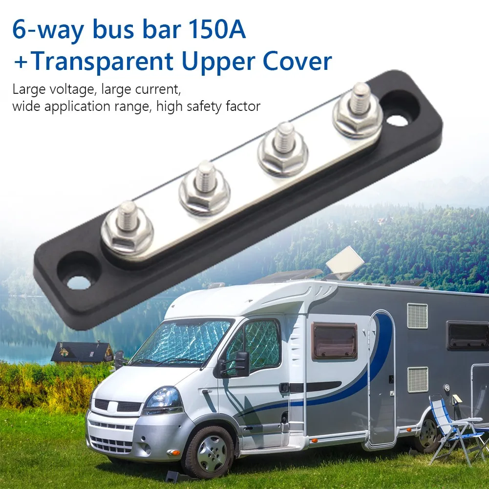 Line Row Bus Bar 1pcs 3/16” 4-Way Busbar 75 Grams AOA1135-A Straight Busbar With Transparent Cover 107*23*28mm