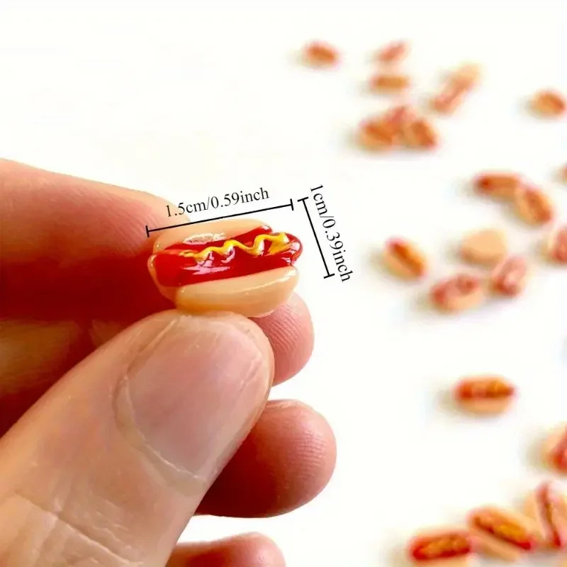 10/20pcs Mini Resin Hot Dogs Miniatures, Faux Food Cabochon for Fairy Garden Micro Landscape Home DIY Craft Decoration