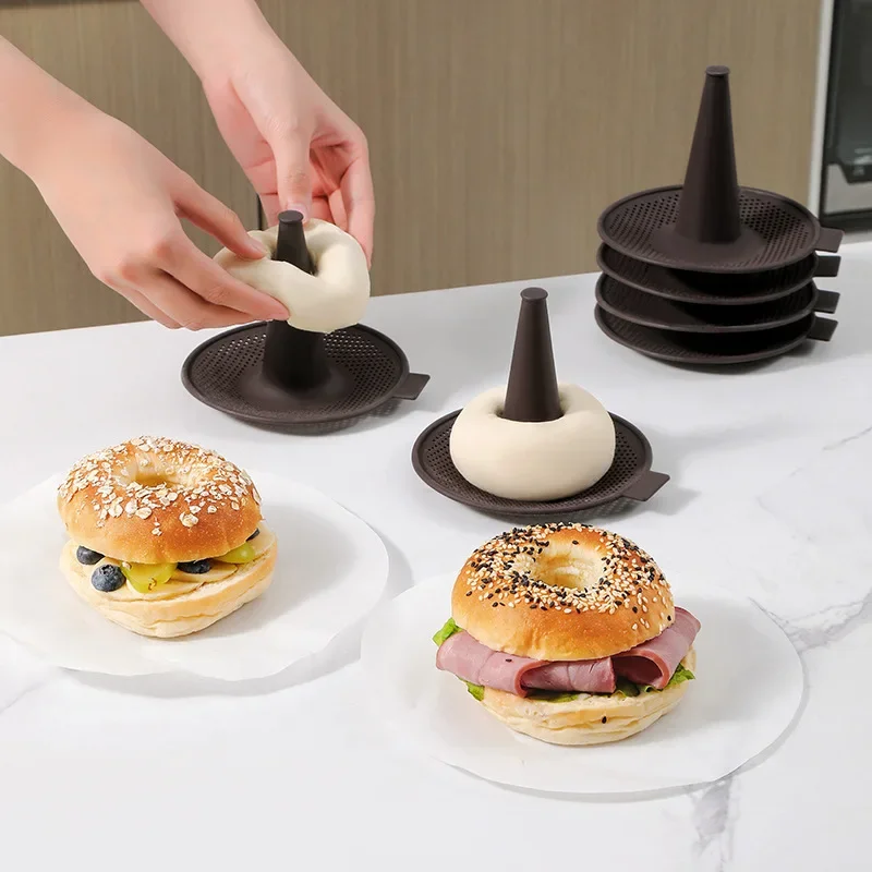 6Pcs Donut Mold Bagel Bread Bake Holder Conical Shape Silicone Molds for Pastry Bagels Doughnut Cake Pans Baking Accessories