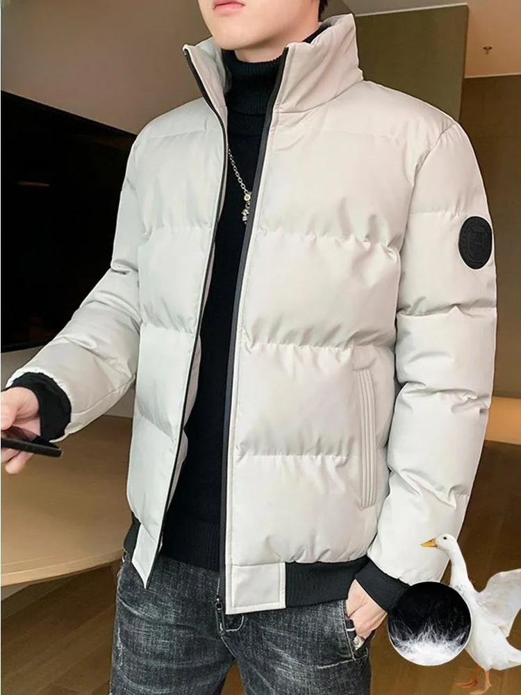

Thiened Winter Jaet Men's Youth Cotton Padded Coat Warm Stand Collar down Cotton Clothes Faionable Urban Sle Long Sve