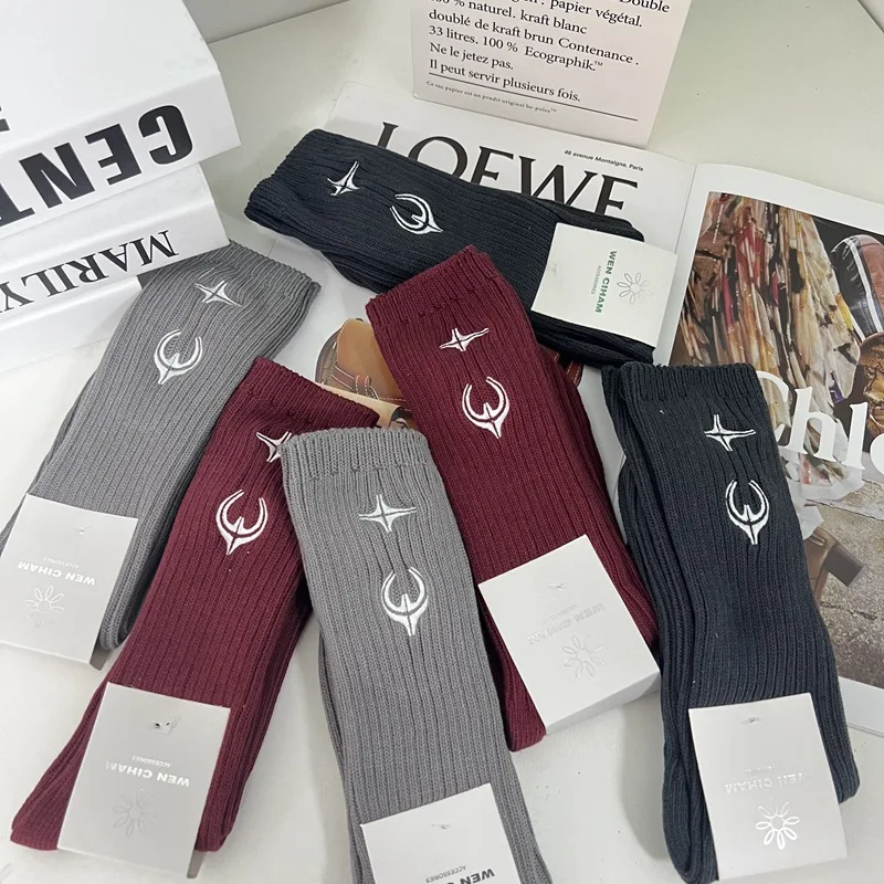 Sold by 3pairs--- Thug Club Autumn/Winter Cotton Socks Thick Thread Mid length Socks WZ68