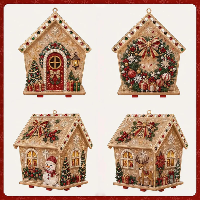 3D Diamond Wooden House Pearl Diamond Art Painting Pearl Beads Craft Set DIY Pearl Beads Craft Kit For Adults Home Decor Gift