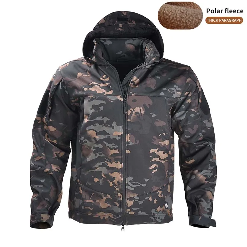 

Winter SoftShell Jackets Man Fleece Coat Men Tactical Windproof Jacket Outdoor Jackets Mens Hooded Camping Coats Climb Clothes