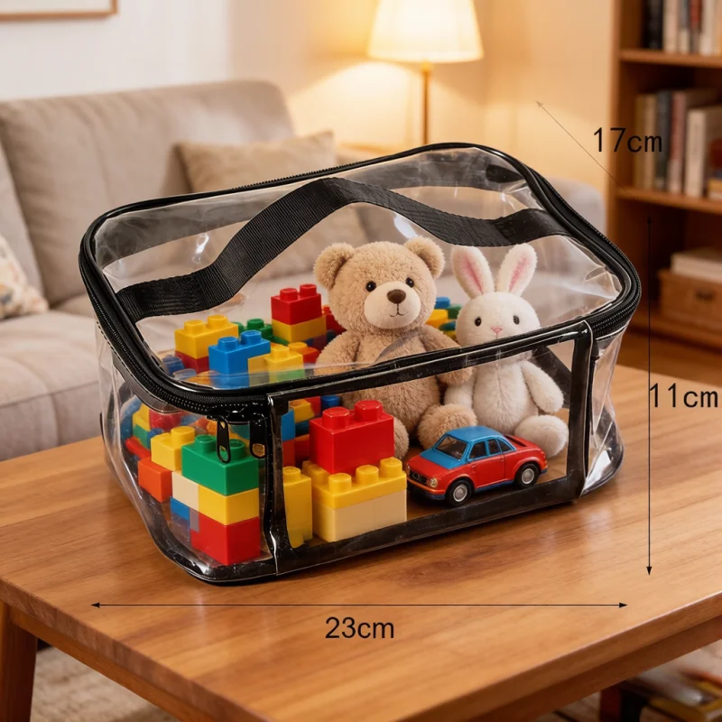 Large Capacity Toy Storage Bag Transparent Mesh Zipper Puzzle Block Organizer for Building Blocks And Playthings