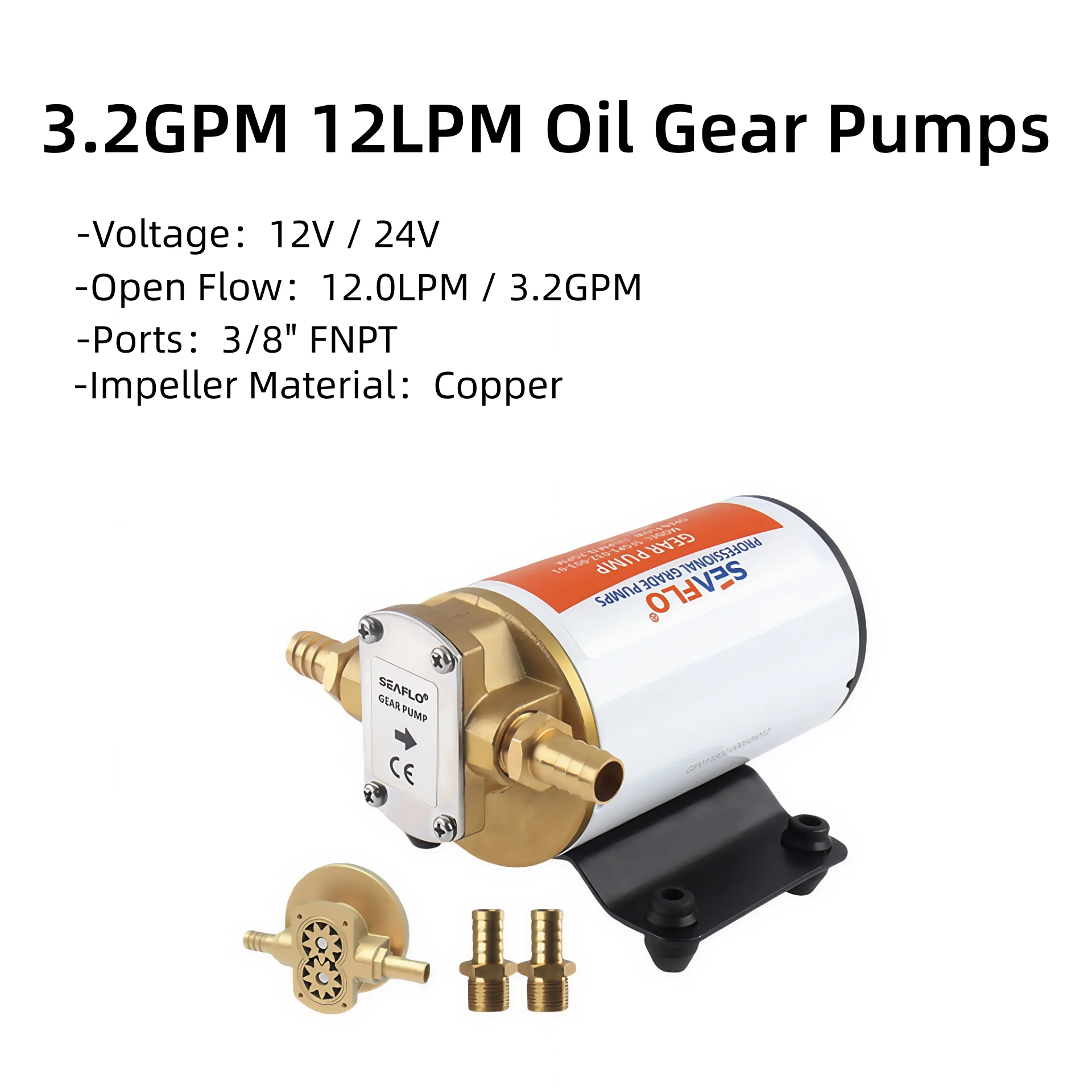 

SEAFLO 3.2GPM 12LPM Oil Gear Pumps 12v 24v System Oil Change Pump For Marine Boat And RV Caravan