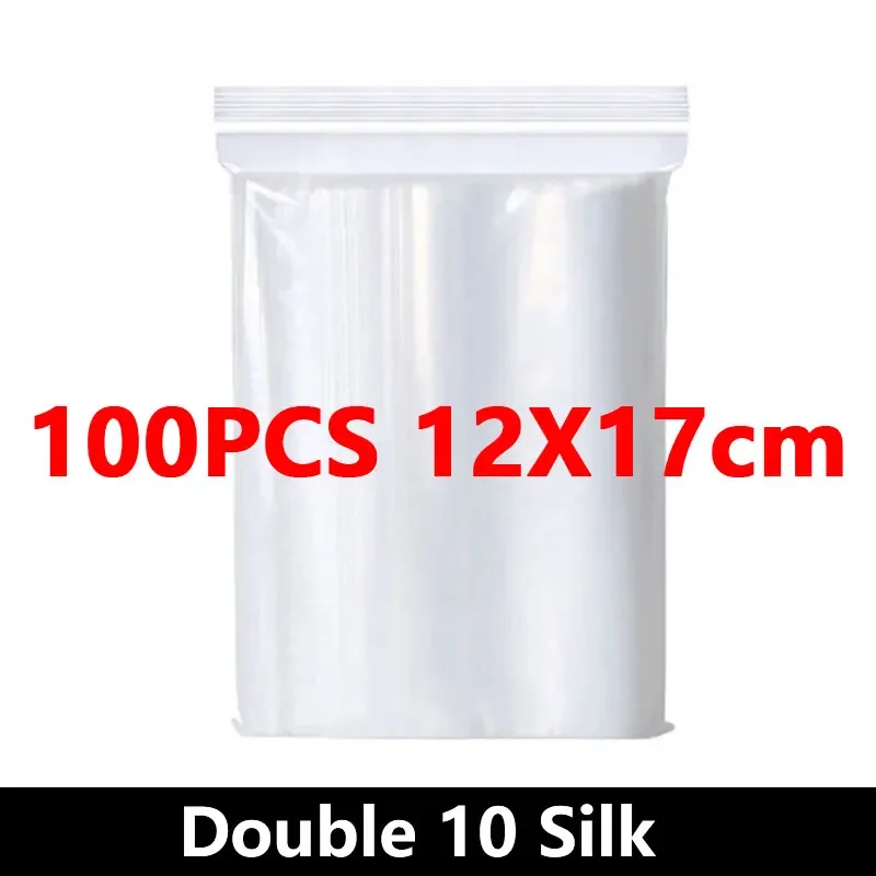 100 Stuks Dikker Rits Verzegelde Zakken Doorzichtige Plastic Opbergtas Voor Kleine Sieraden Voedsel Verpakking Hersluitbare Ziplock Afdichting Zakken