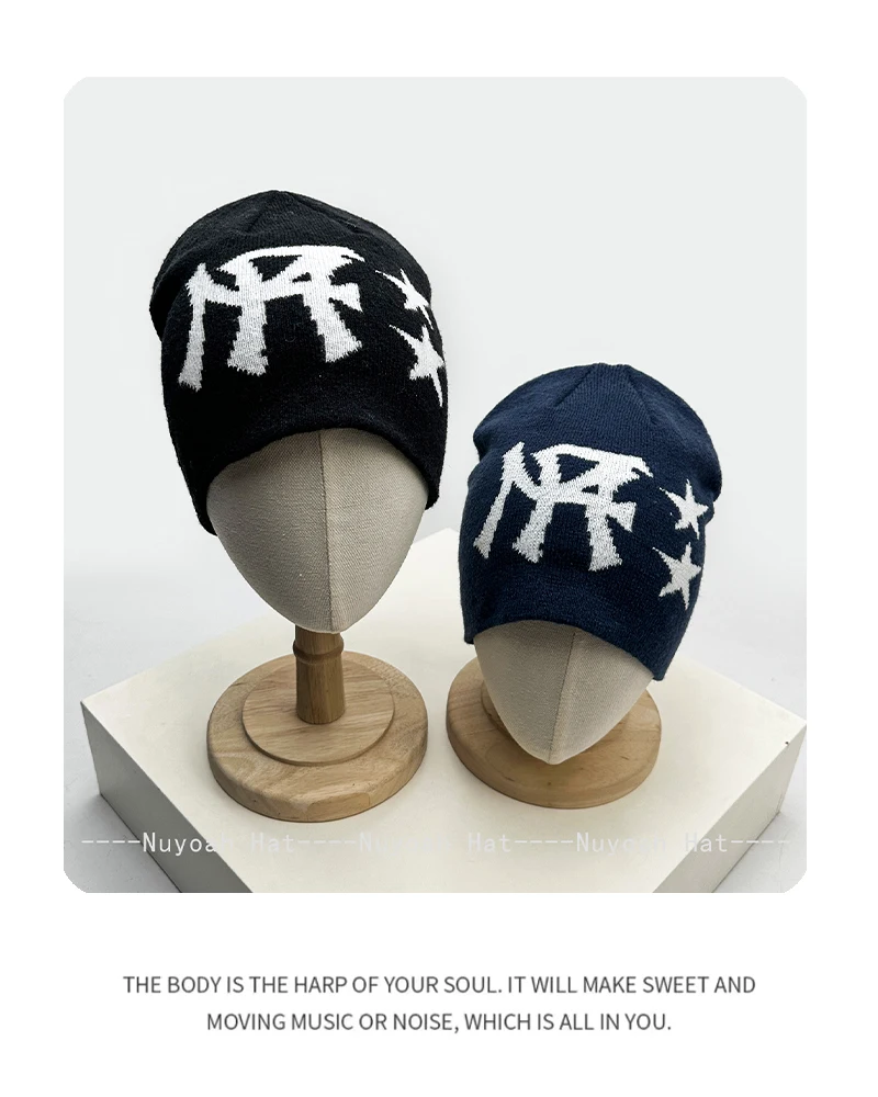 Neue Herren- und Damenmützen im koreanischen Nischenstil mit Buchstaben und Sternen, warm, individuell, vielseitig, Street-Vibe, Outdoor-Mode, Retro-Sport – Detail 5