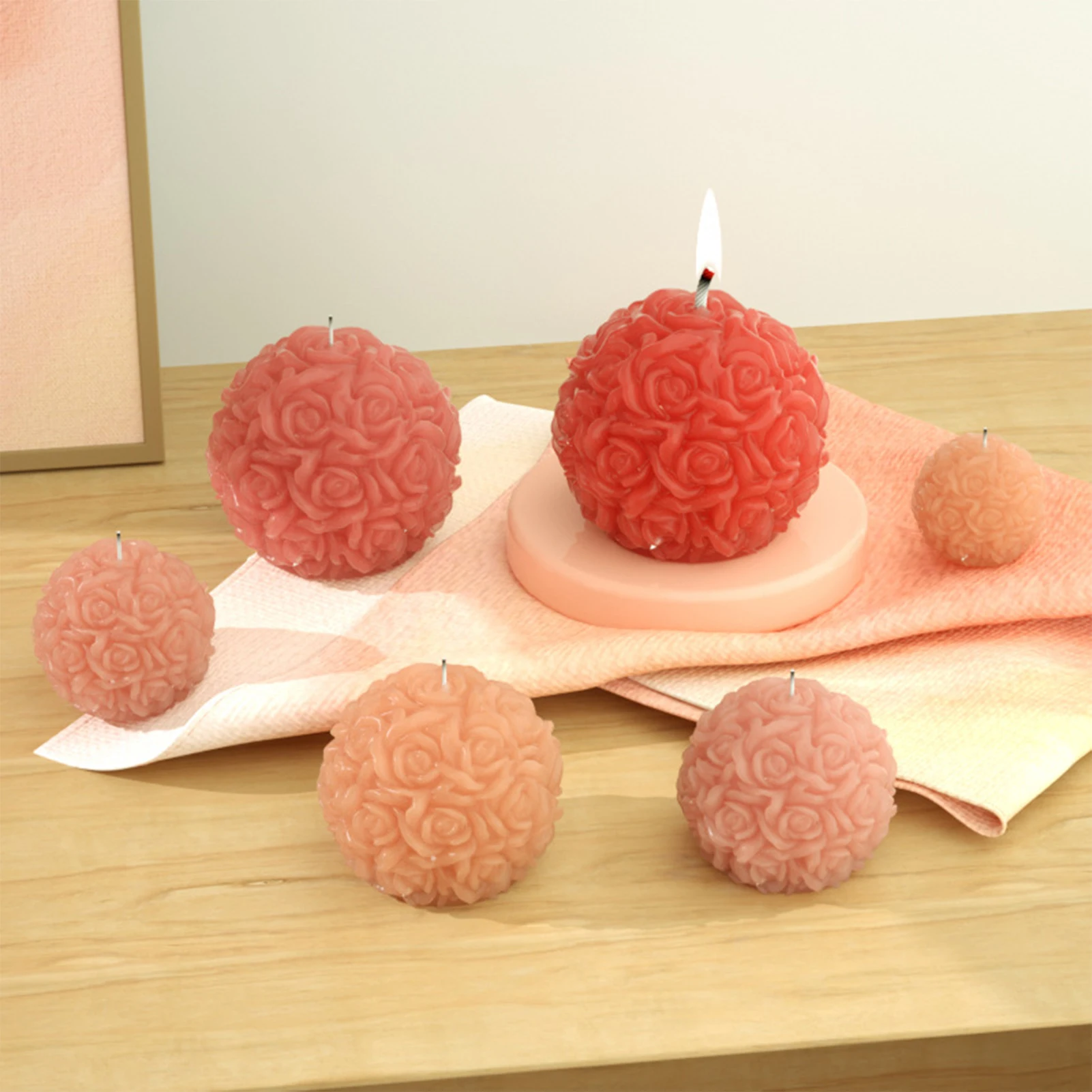Large Rose Ball Candle Molds Rose Flower Silicone Candle Mold Valentine\'s Day Flower Mould Resin Casting Tool DIY Crafts Mould