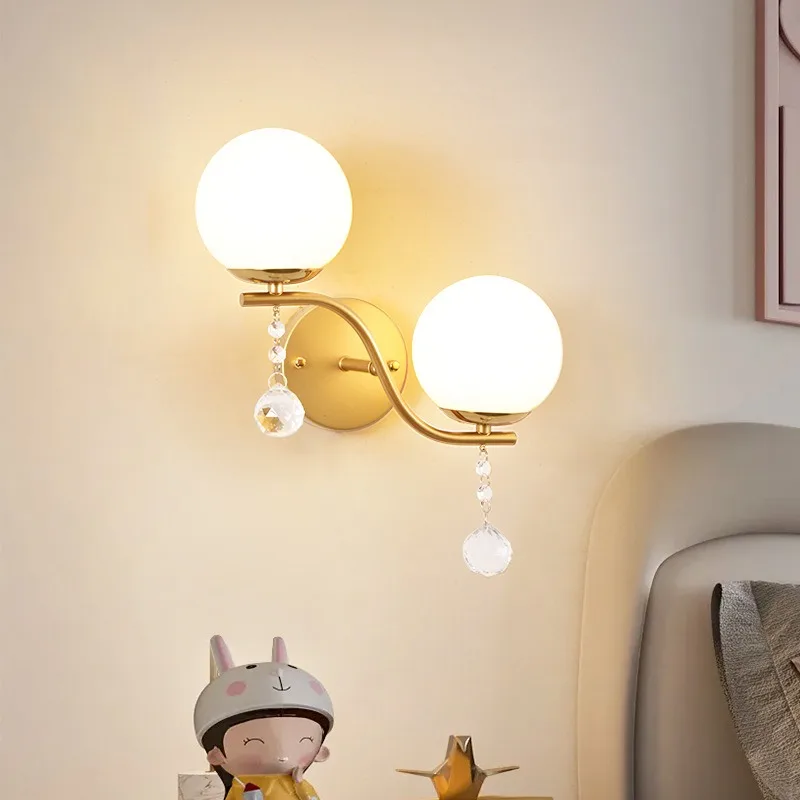 

Simple Glass Bedroom Bedside Lamp Corridor Staircase Aisle Lights Modern Living Room TV Background Wall Lamp