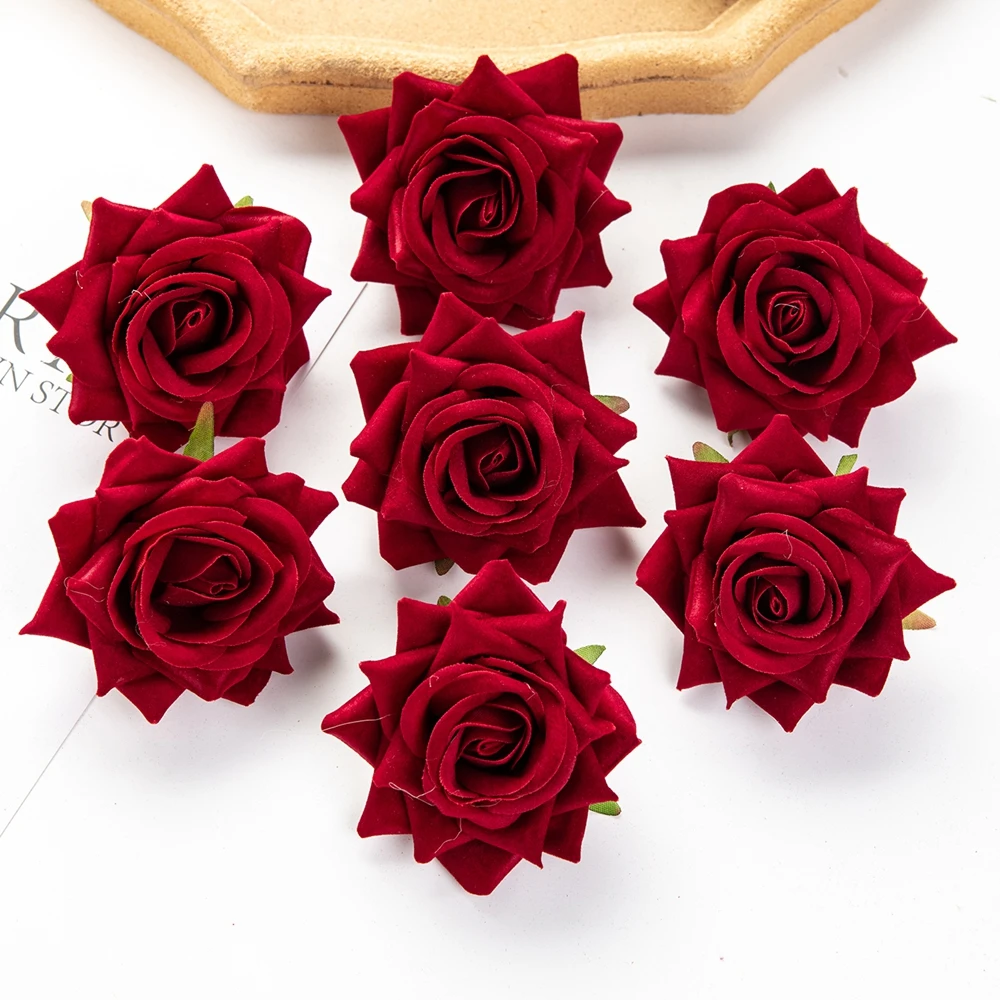 5/10 pièces Roses rouges accessoires de mariée liquidation fleurs artificielles maison chambre mariage saint valentin décoration cour bricolage boîte-cadeau