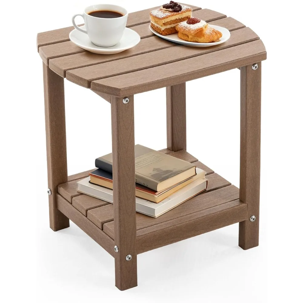 

Маленький уличный приставной столик - всепогодный столик из HDPE с 2-уровневым хранилищем для хранения, подходит для зоны у костра, балкона, сада, у бассейна.