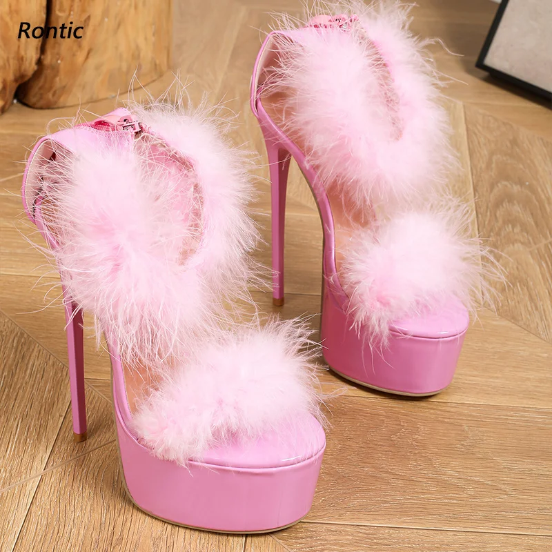 

Rontic Artisan Made Women's Silver Platform Sandals - Metallic High Heels, Open Toe Design, Handcrafted Quality US Size 5-20