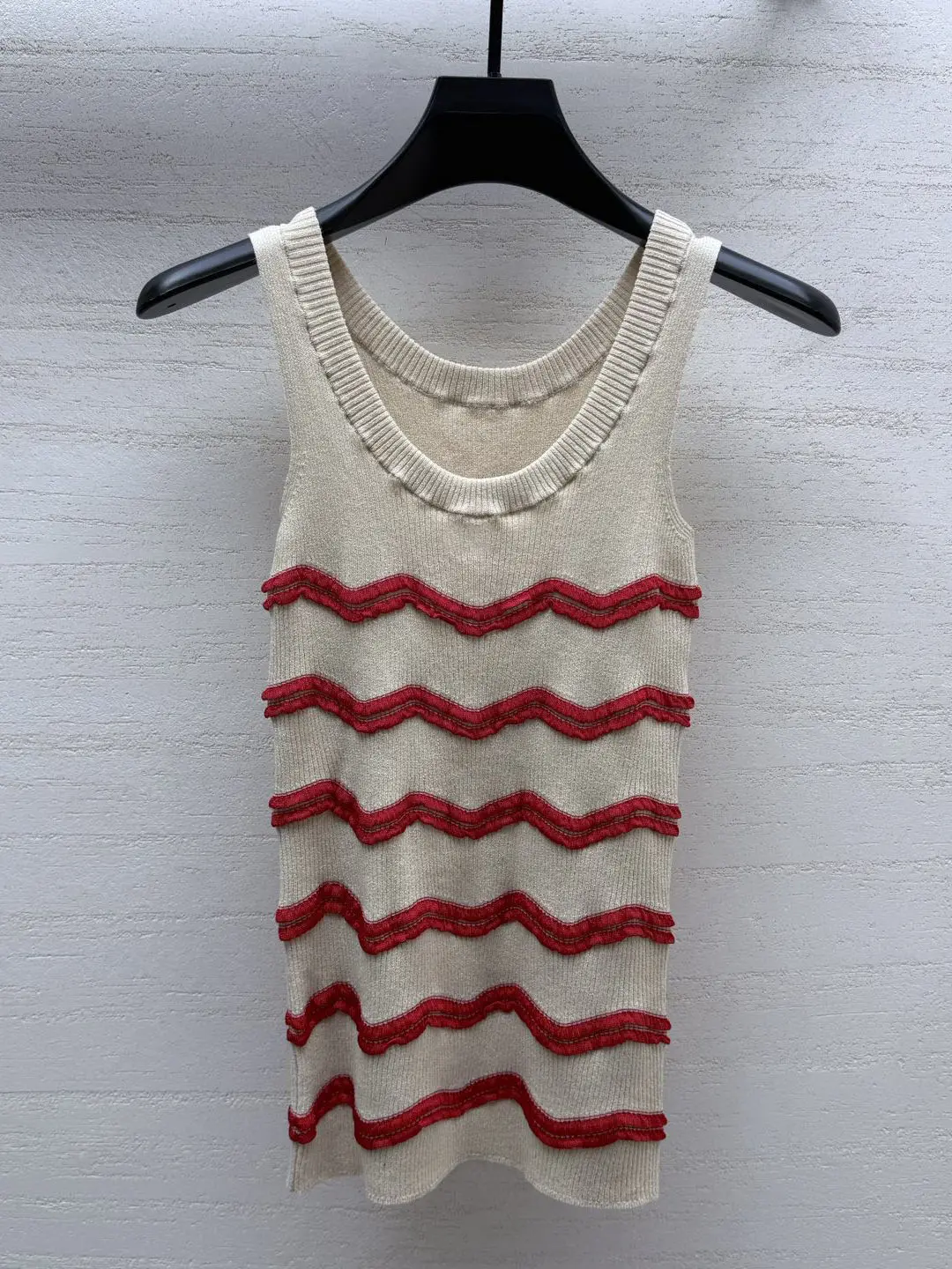 Women Summer New Color Block Wave Stripe Knit Vest, Slim Fit Versatile Sleeveless Top with Matching Long Dress Set