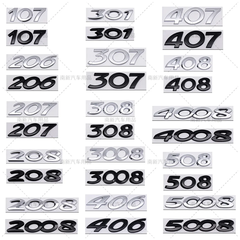 Autocollant 3D pour coffre arrière de voiture, Badge pour Peugeot 206 207 301 307 308 408 508 2008 3008 4008 5008 lettres de remplacement, accessoires d'emblème