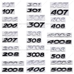 3D Car Sticker Rear Trunk Badge For Peugeot 206 207 301 307 308 408 508 2008 3008 4008 5008 Letters Replace Emblem Accessories