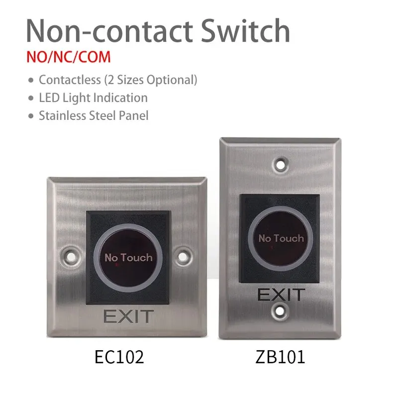 Contactless Infrared Sensor Door Switch DC12V Stainless Steel Panel Exit Button NO/NC/COM Gate Opener Access Control Accessory