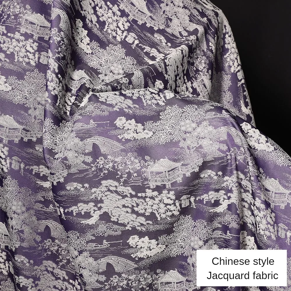 High-grade Soft Satin Jacquard Fabric By Meter for Hanfu Cheongsam Sewing Glossy Micro Stretch Designer Cloth Droop Anti-wrinkle