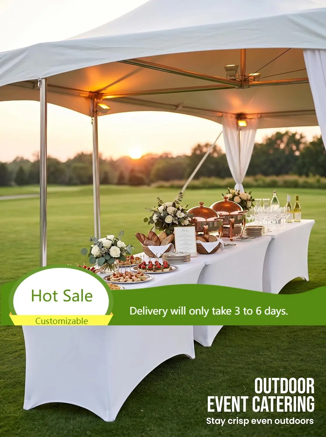 6Ft 10 Pack, White Tablecloth for Rectangle Tables - Fitted Table Cloth Washable & Wrinkle Resistant Bulk Event