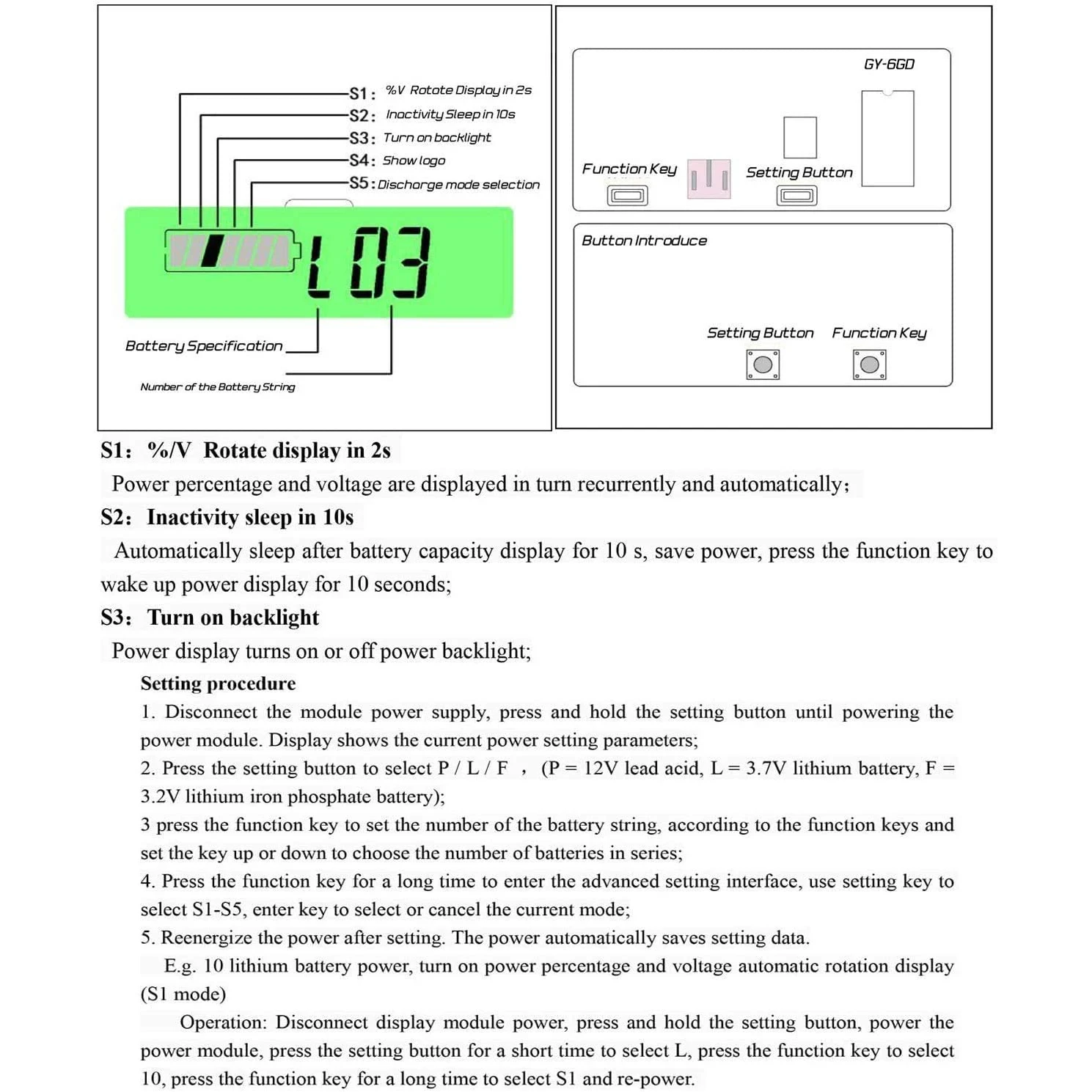 Imagem -06 - Chumbo Ácido Lítio Capacidade Tensão Medidor Alarme Indicador Indicador Indicador Monitores dc 12v 24v 36v 48v 72v