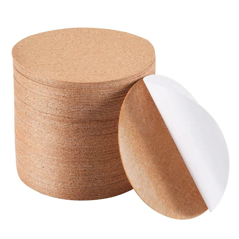 HOT SALE Self-Adhesive Cork Coasters,Cork Mats Cork Backing Sheets For Coasters And DIY Crafts Supplies (80, Round)