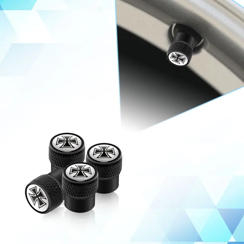 4Pcs/Set Germany Iron Cross Logo Aluminum Car Wheel Tire Valve Cap Stem Air Cover Car Styling Truck Car Motorbike Accessories