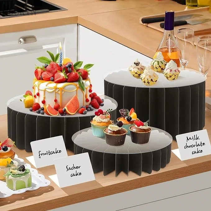 Meja makan swalayan, stan makanan, stan pajangan akrilik, stan kue, stan silinder, meja dessert pesta, dekorasi pernikahan