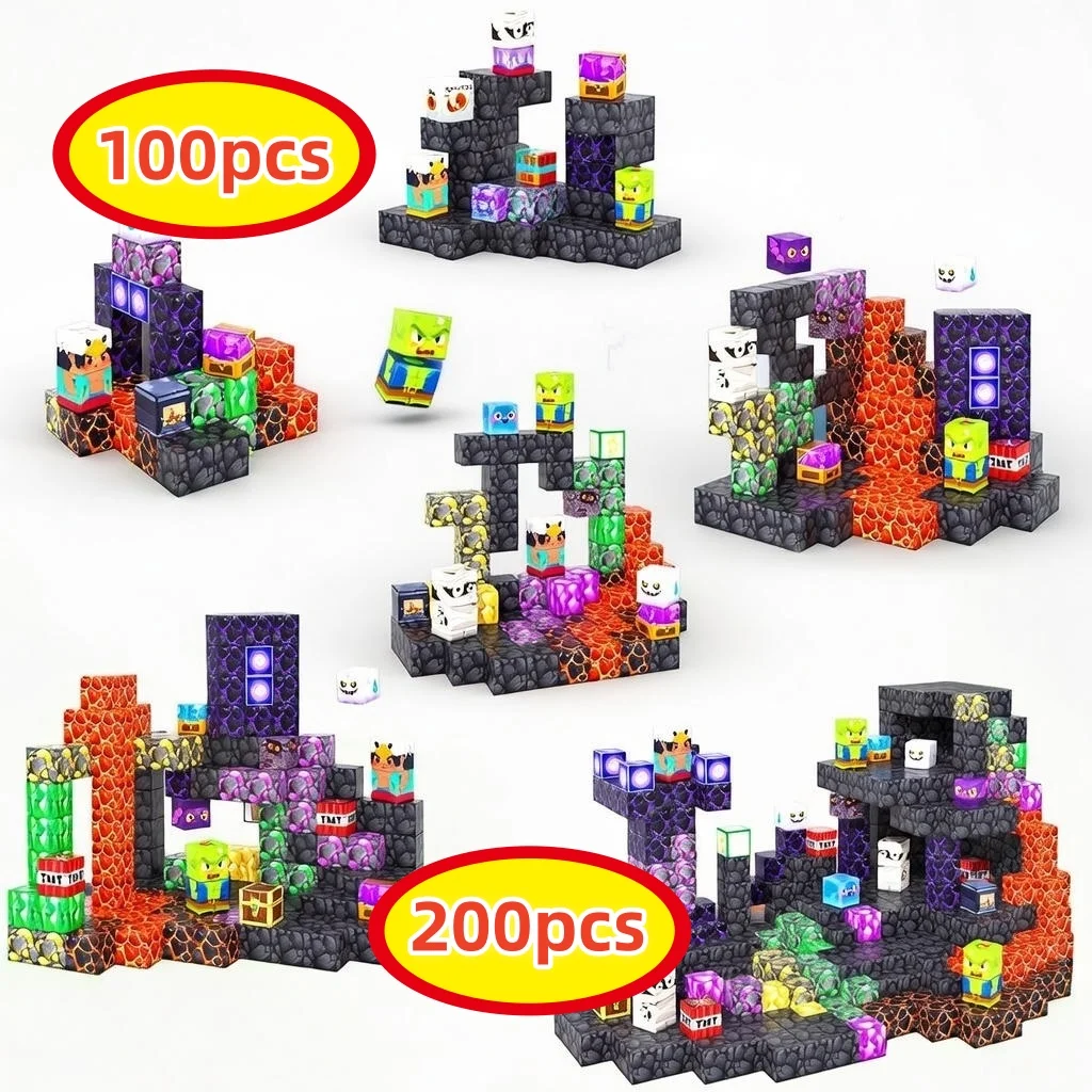 磁気組み立てブロック 森林採掘ビルディングシリーズ STEM教育玩具 DIY組み立て クリエイティブデコレーション ホリデーギフト