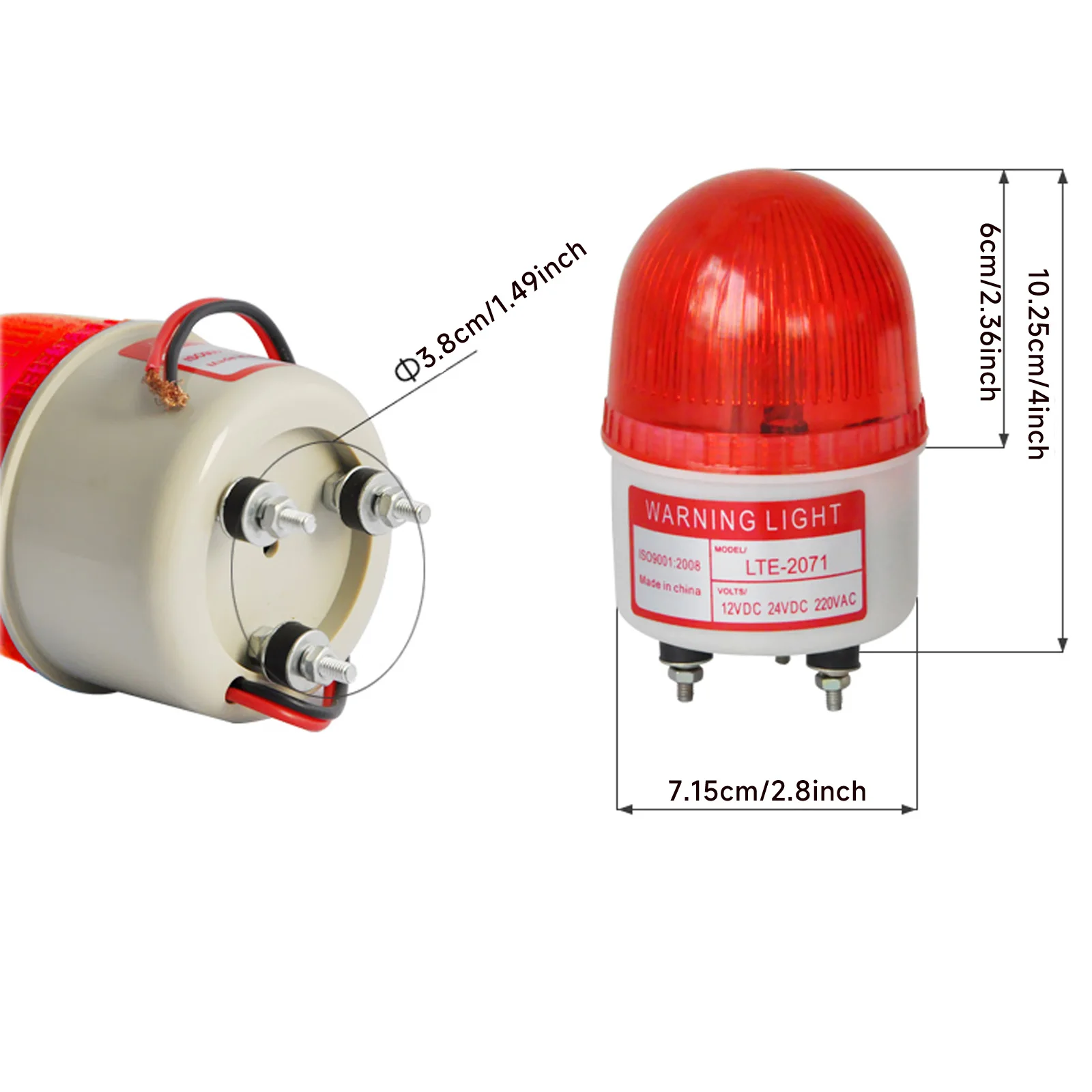 Lampu peringatan strobo bulat 2 buah lampu suar pijar darurat dengan baut bawah DC12V/ DC24V/AC220V LTE-2071