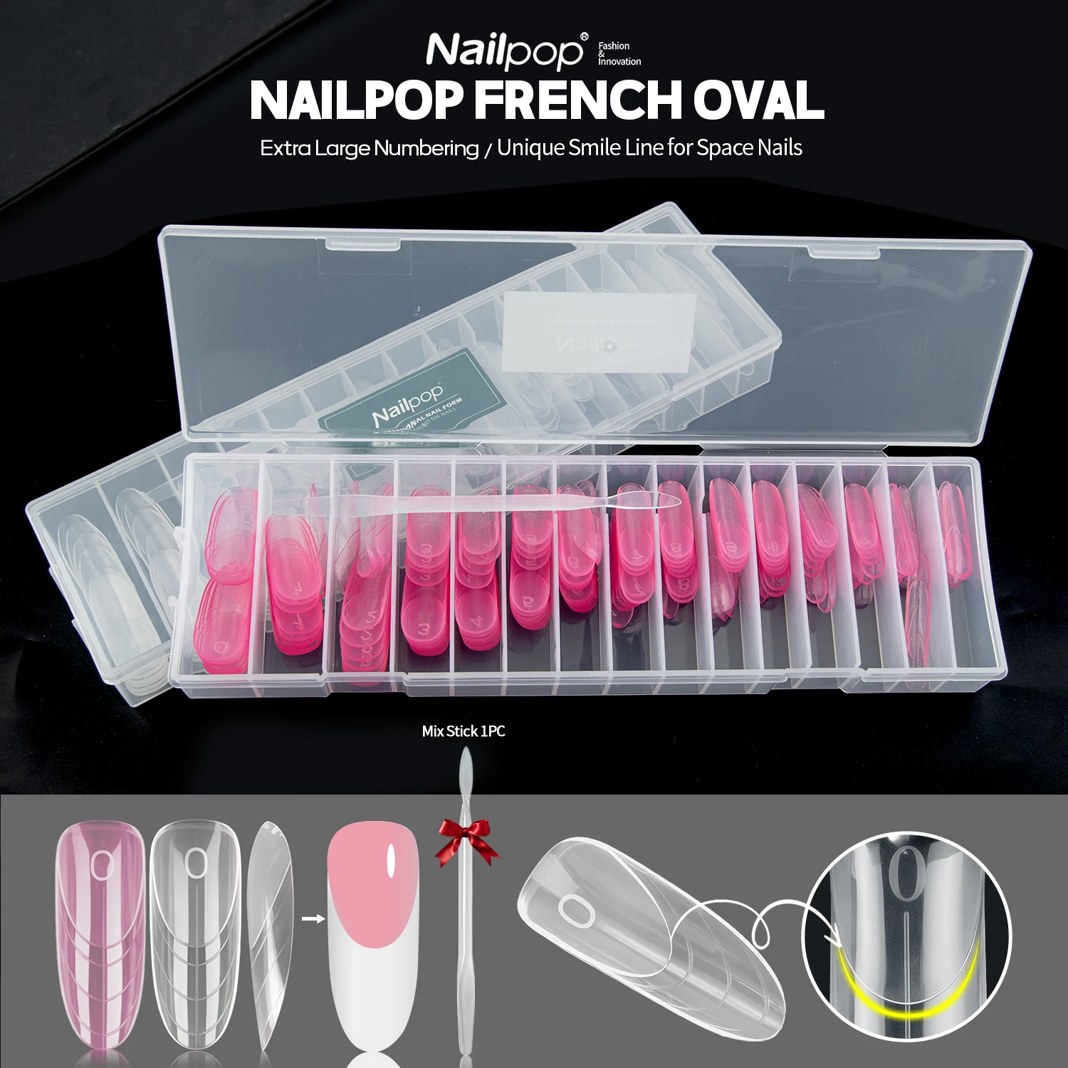 Nailpop 150 قطعة قوالب أظافر مزدوجة الشكل 15 حجم قوالب بناء سريعة فرنسية وردية قابلة لإعادة الاستخدام مسمار علوي بولي تمديد جل تمديد #1
