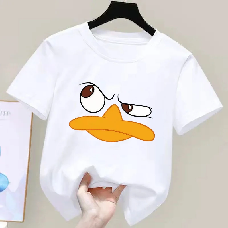 Funy Cartoon Duck Graphic Print T-Shirt Boy/Girl Summer Short Sleeved Kids Comfortable Tshirt Top