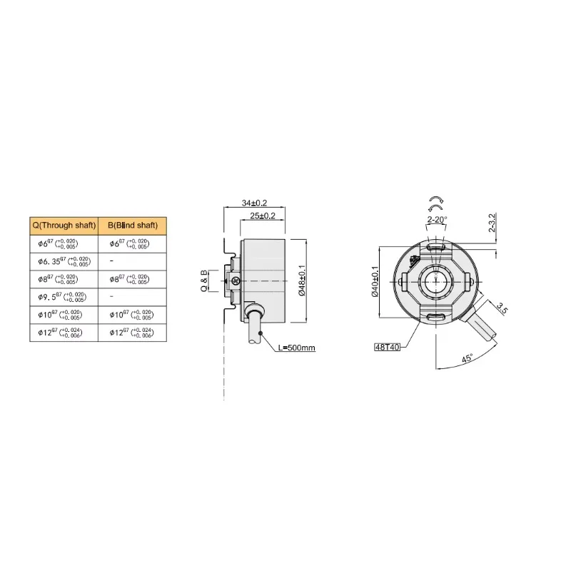 NEW K48 12wires Encoder 2500ppr 4 6 8poles for Servo Motor Optical Encoder Shaft6mm 8mm 10mm 12mm Uvw Encoder