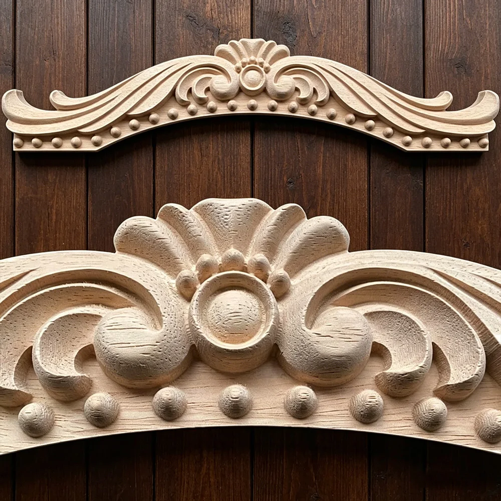 45～55cm木製アップリケ装飾木製デカールフレーム装飾レトロアンティークヨーロッパ木製ロングフローラル大型木製家具ドア