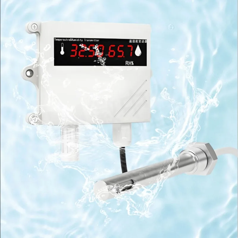 جهاز إرسال درجة الحرارة والرطوبة من الدرجة الصناعية مثبت على الحائط RS485 شاشة رقمية للاتصالات مستشعر التربة الدفيئة