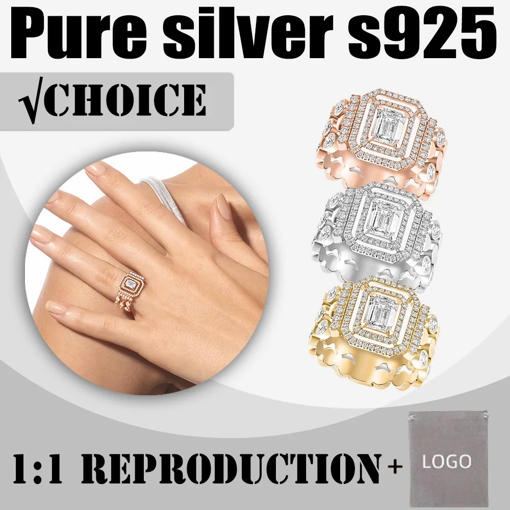 2024 New Sterling Silver s925D-VIBES Multi Ring Ring Exaggerates European and American Luxury Diamond Ring