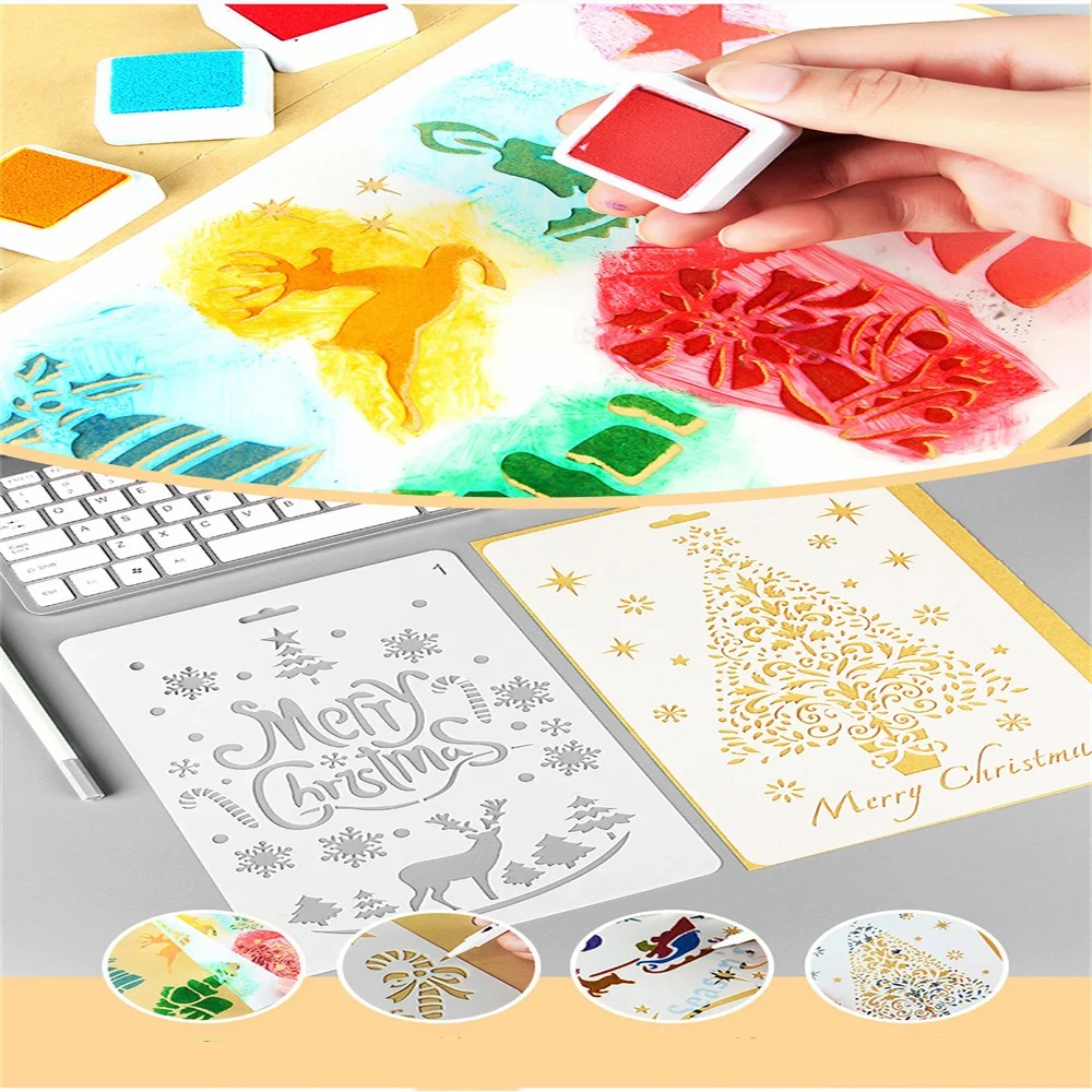 Christmas Themed DIY Painting Template Children's Hollow Hand Account Painting Template Handwritten Newspaper 17.6 × 26cm