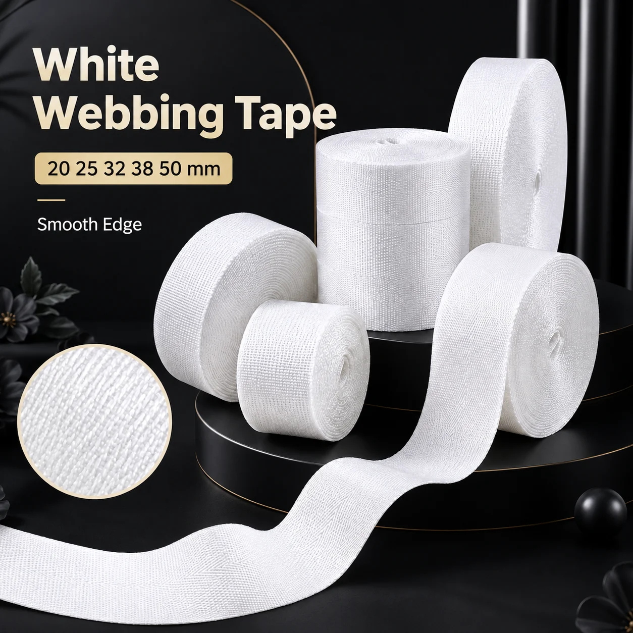 

5/10/20Meters White Nylon Webbing Tape 20/25/32/38/50mm Ribbon Strap for Bag Sewing Bias Webbings Decoration Ribbons Accessories